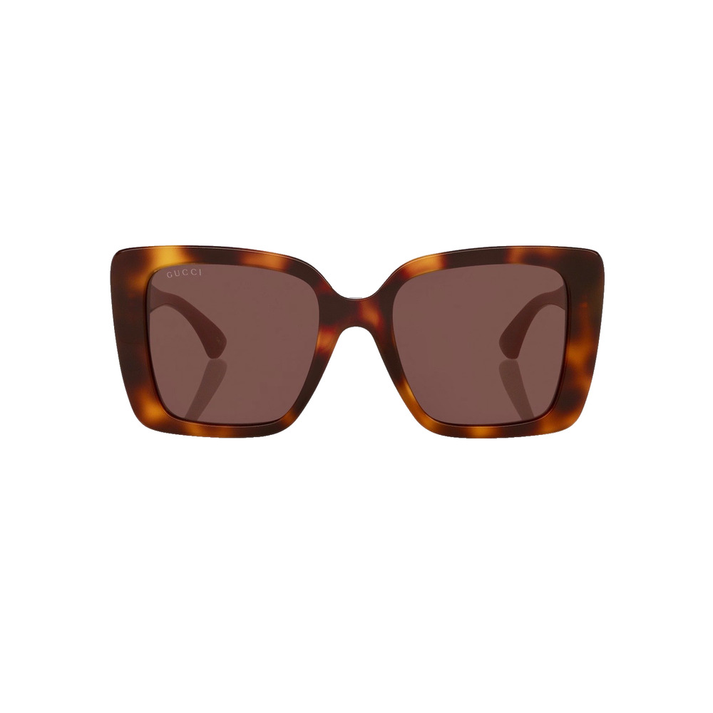 New GUCCI Sunglasses Brown Tortoise Shell Gold Metal GG Web Arms Square Womens - Picture 2 of 7